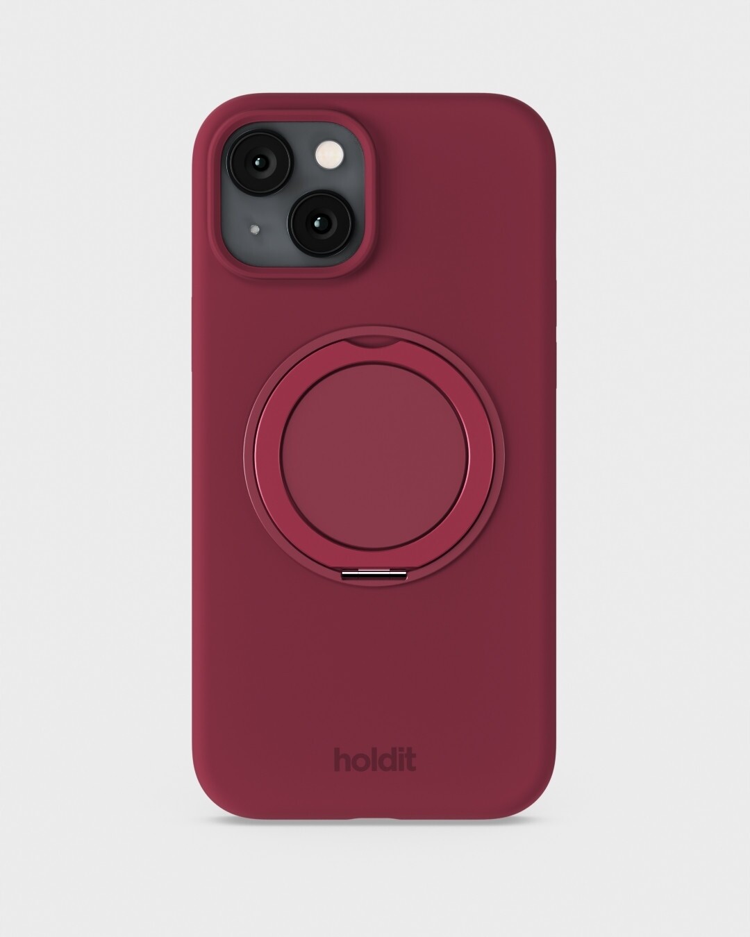 Silikonové pouzdro s držákem pouzdro Holdit s MagSafe pro iPhone 15, barva červený samet (red velvet)