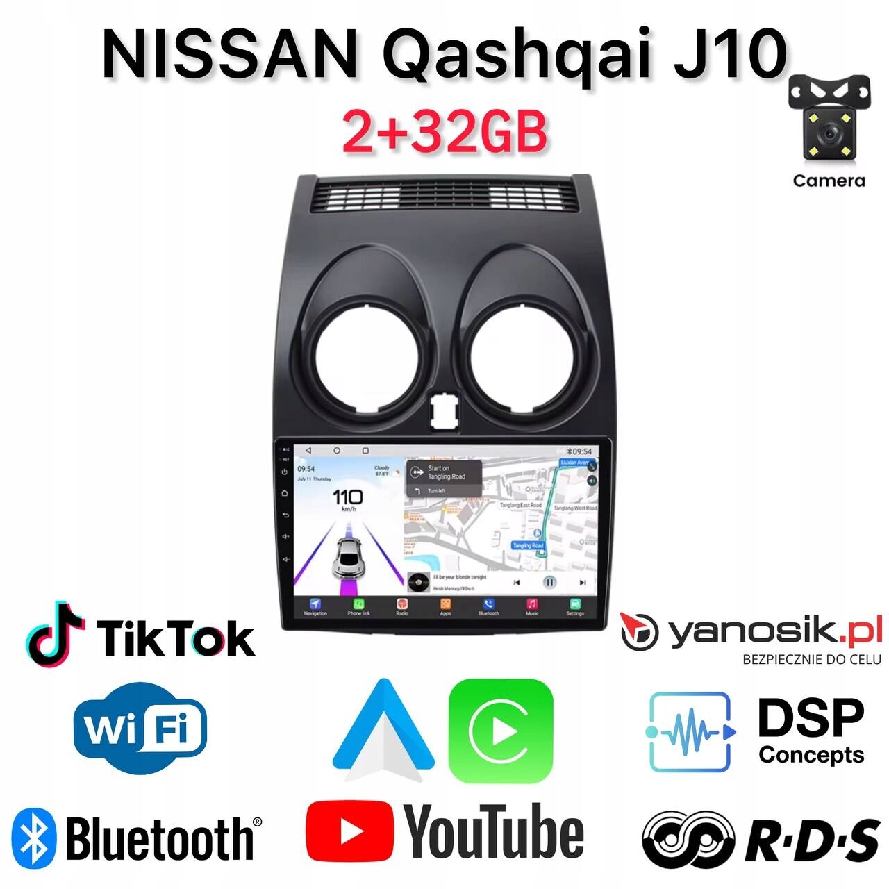 Rádio Android Navigace Nissan Qashqai J10 (2+32GB) Carplay/android Auto