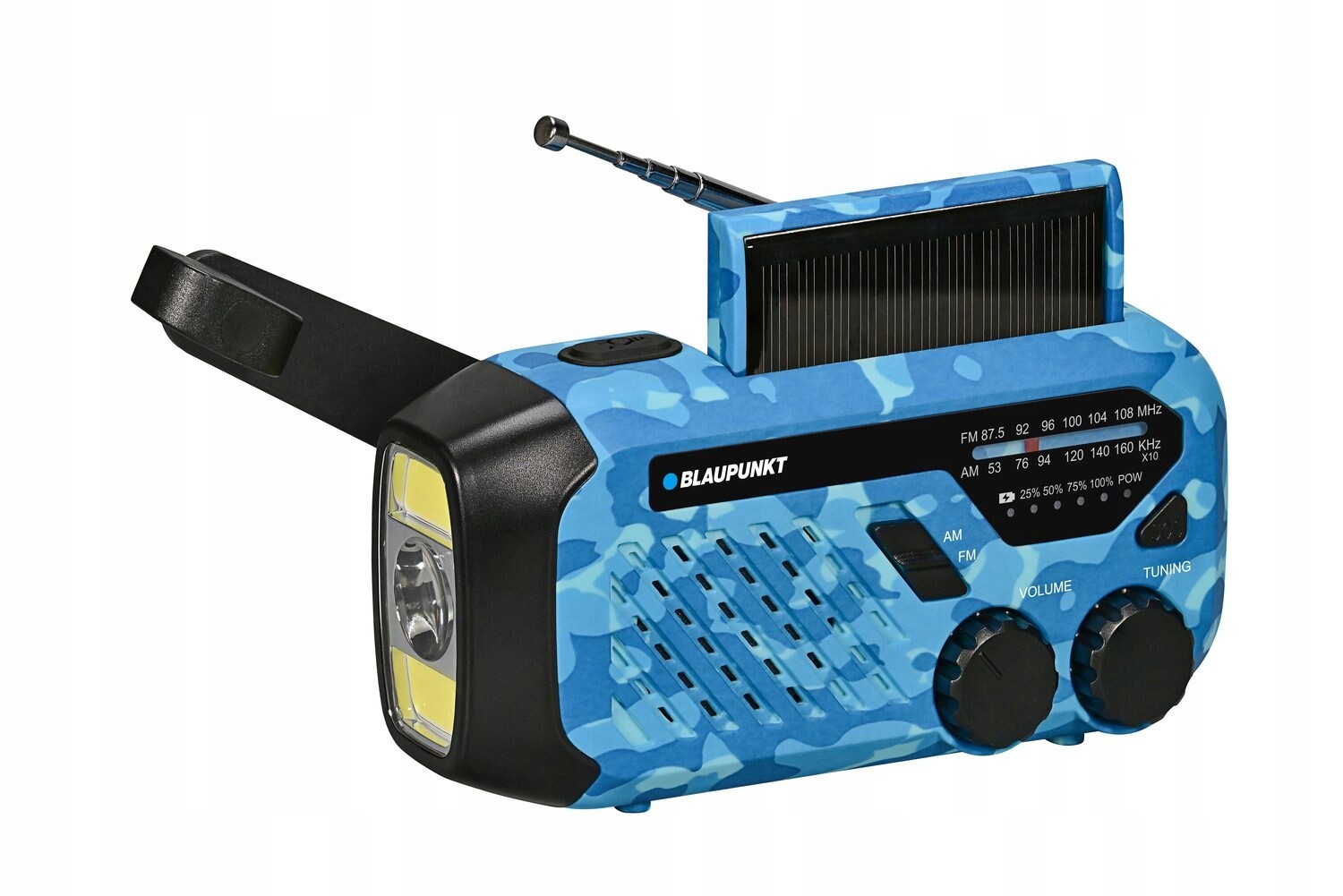 Turistické rádio s dynamovou klikou Fm tuner svítilna Solar Blaupunkt ER10BC