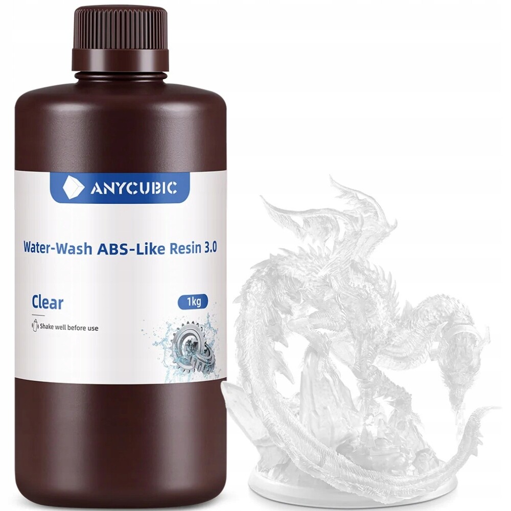 Uv pryskyřice Anycubic Water-Washable ABS-Like 3.0 Průhledný Clear 1 kg 1 l