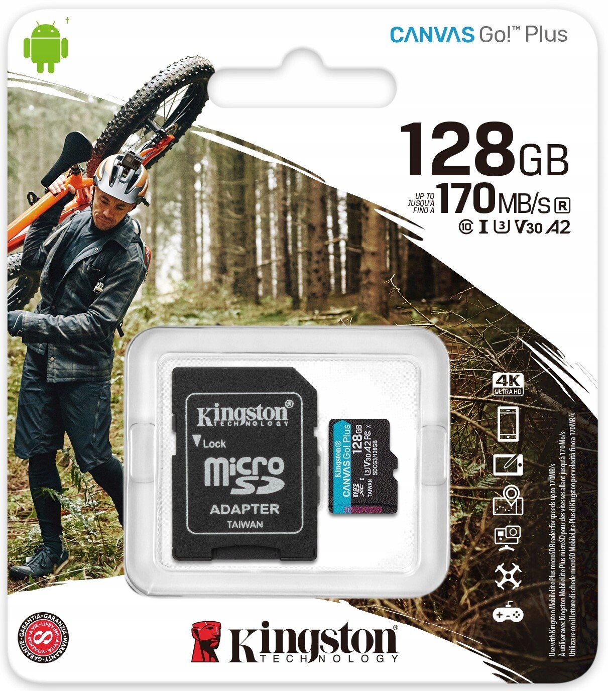 Paměťová karta micro Sd Sdxc 128 Gb Kingston Canvas Go! Plus 170R A2 U3 V30