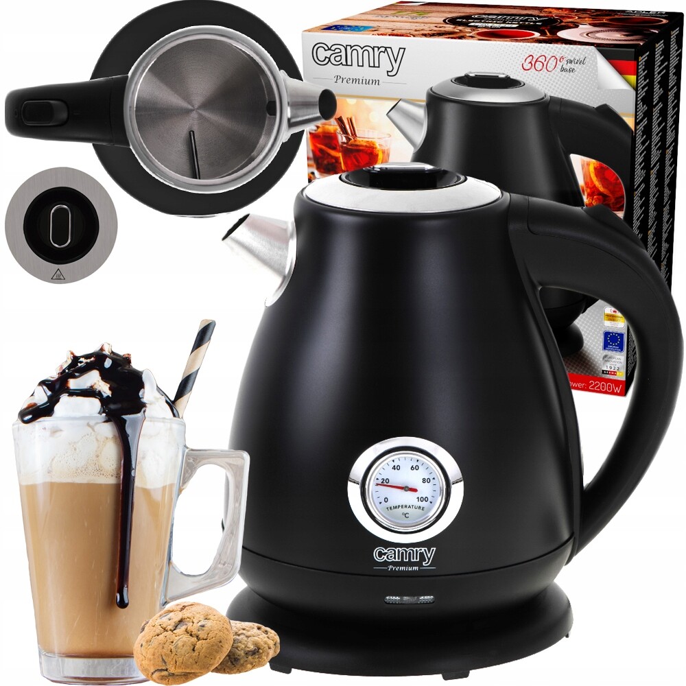 Elektrická konvice Camry Cr 1344 s teploměrem 1,7 l, černá