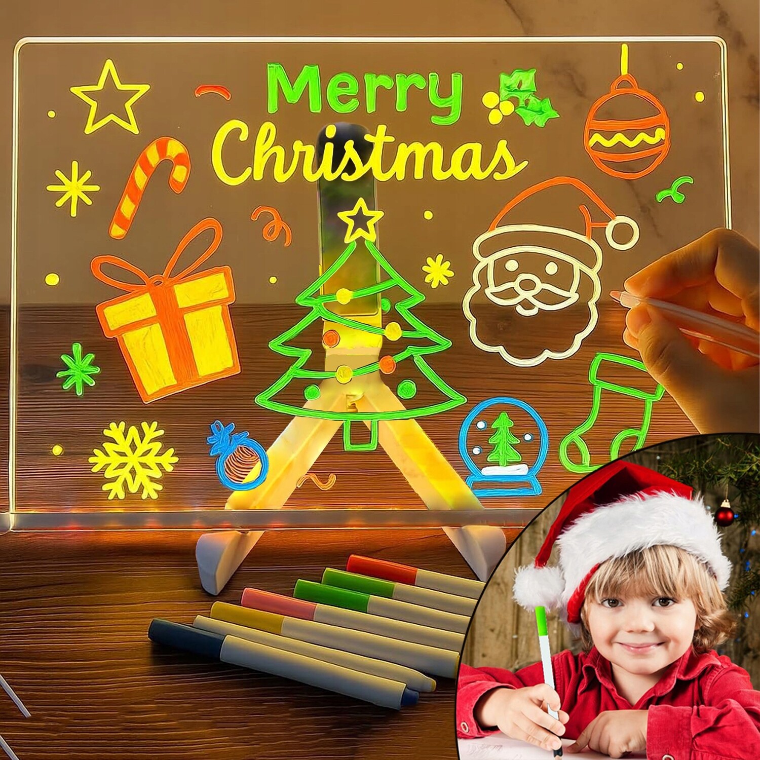 Svítící Akrylová Tabule Pro Psaní Kreslení Led se stojanem 30x20 cm