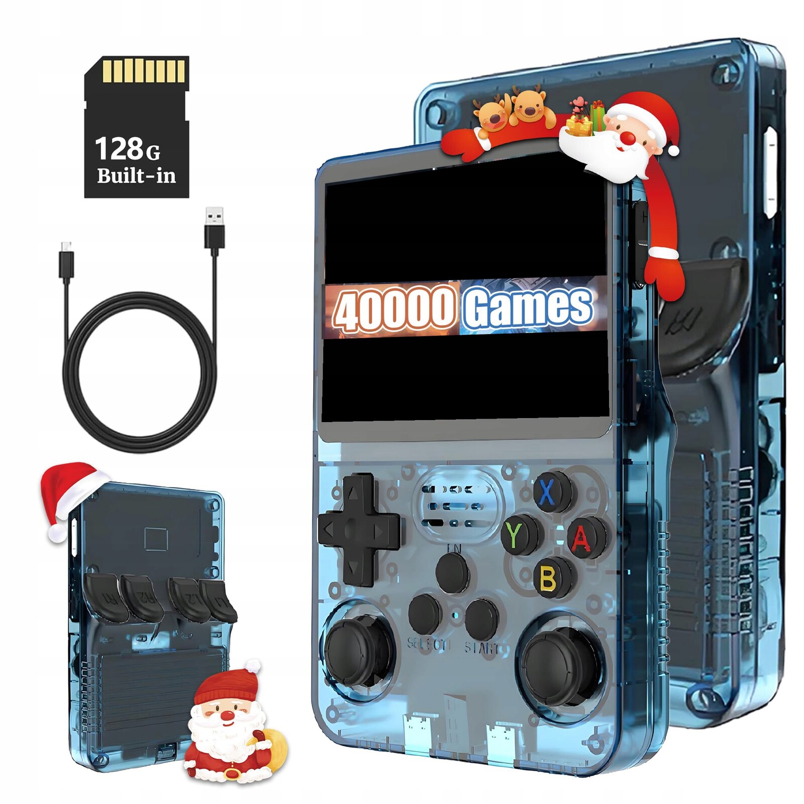Přenosná Mobilní Herní Konzola Retro 40000+ Her Linux 128GB Modrá