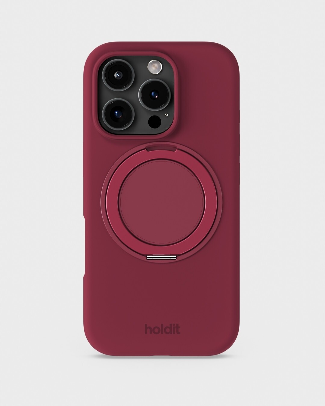 Silikonové pouzdro s držákem pouzdro Holdit s MagSafe pro iPhone 16 Pro, barva červený samet