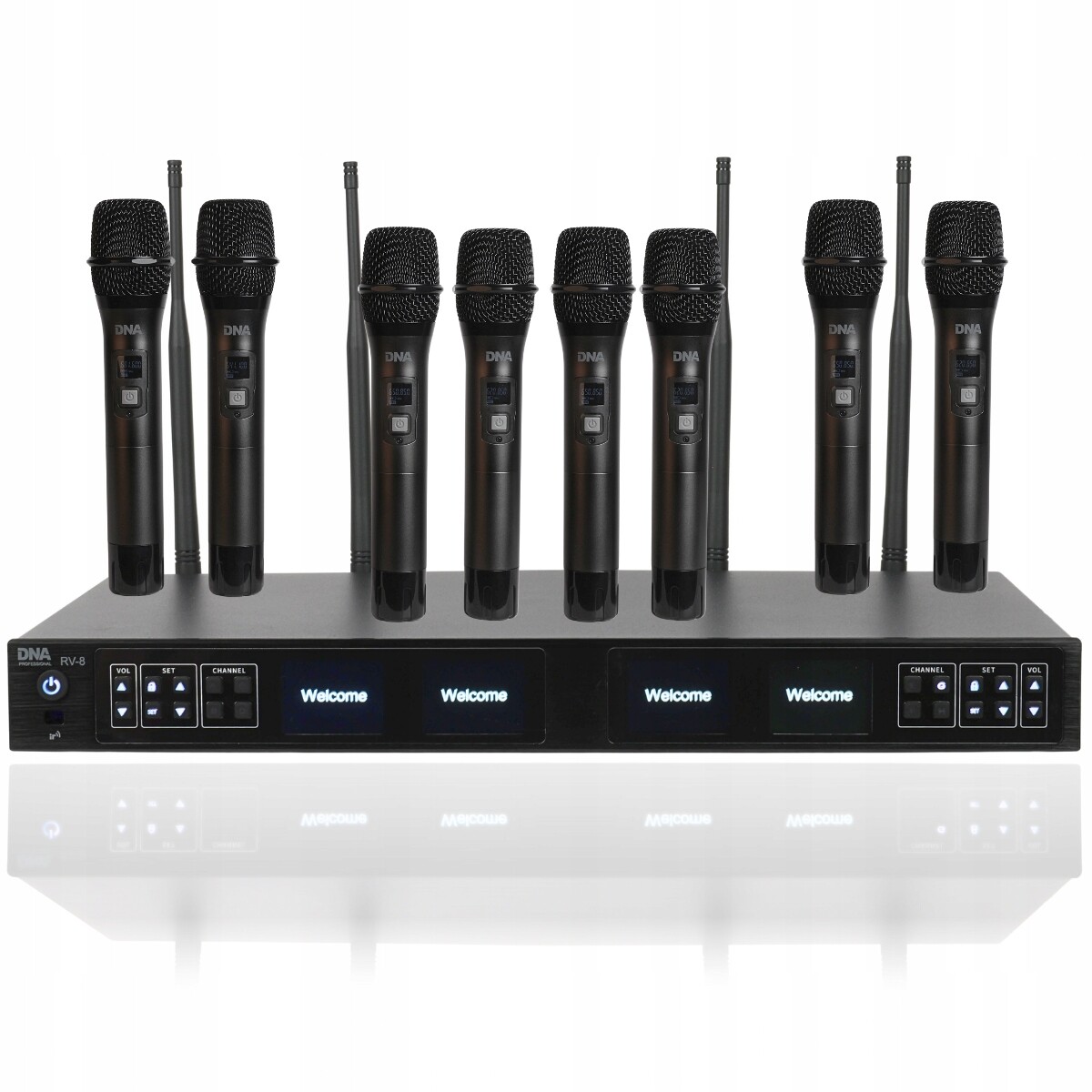 Sada 8x bezdrátový ruční mikrofon přijímač Uhf 610-690 MHz 8x40