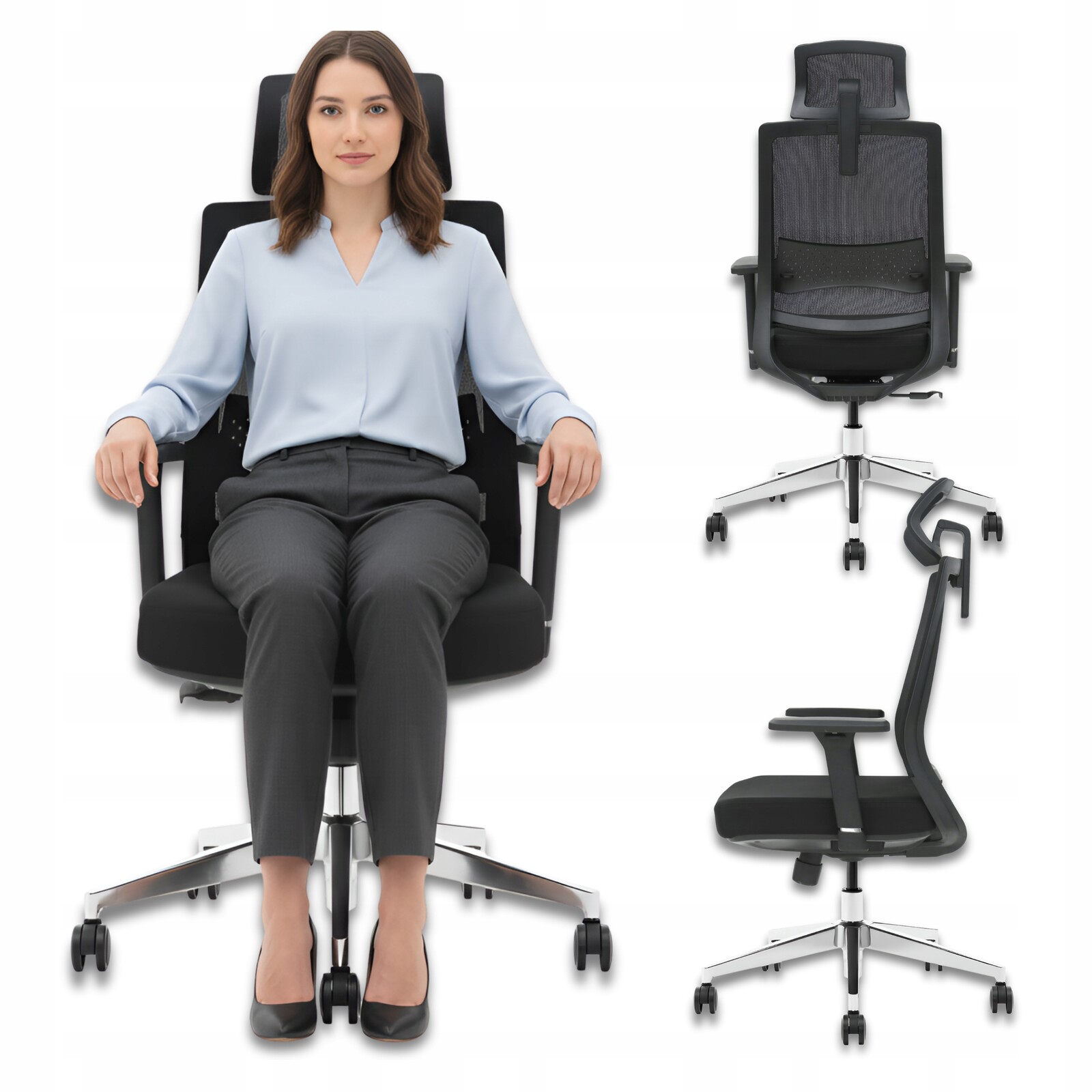 Kancelářské křeslo Herní křeslo Chromovaná Ocel Regulace až do 150 kg