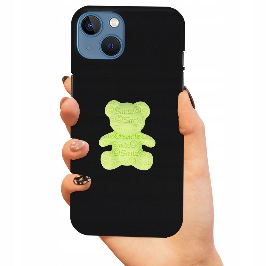 Pouzdro Pro Iphone 15 Matný Case Medvídek Smile Zelený 3D