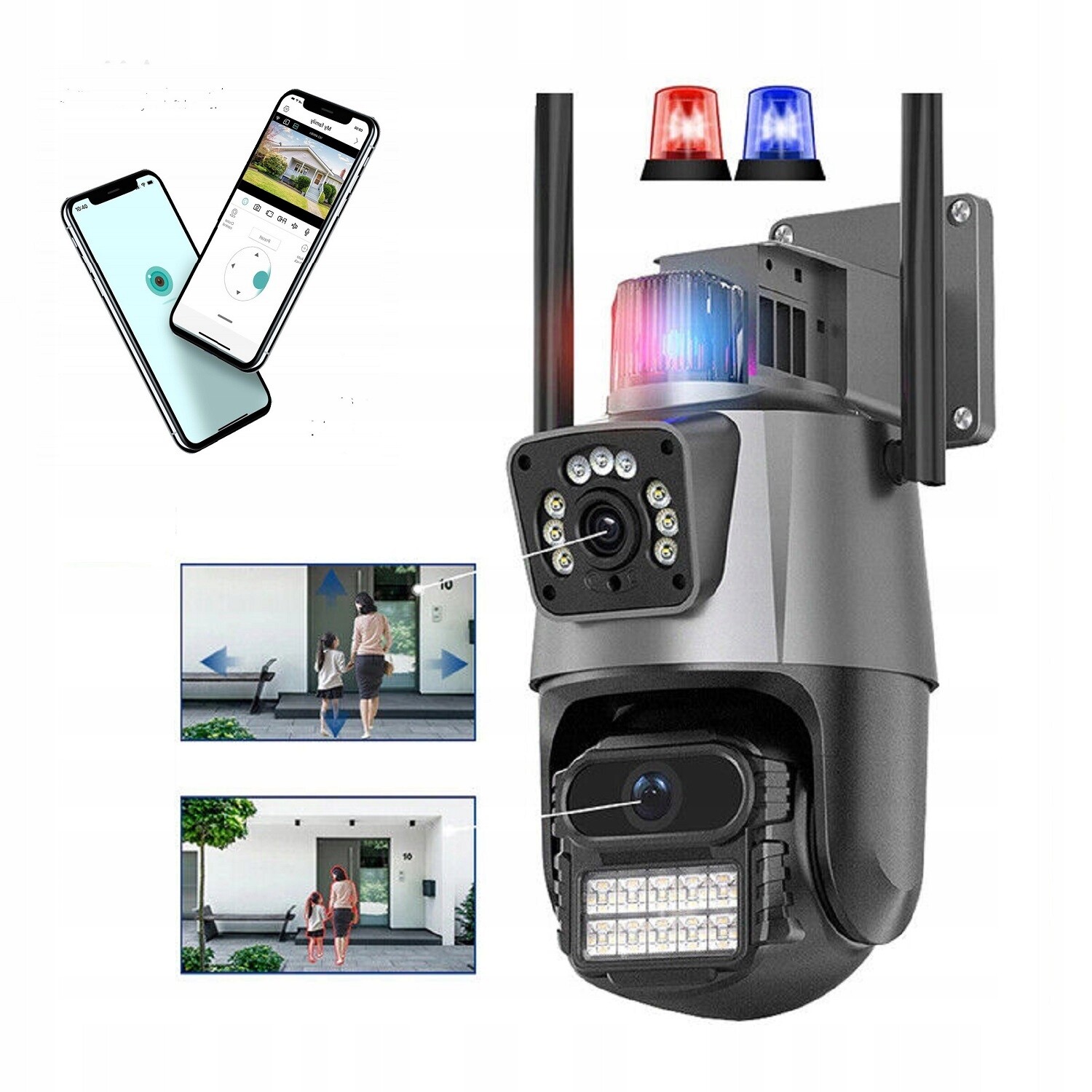 Homkel Ip Smart venkovní otočná kamera s duálním WiFi alarmem