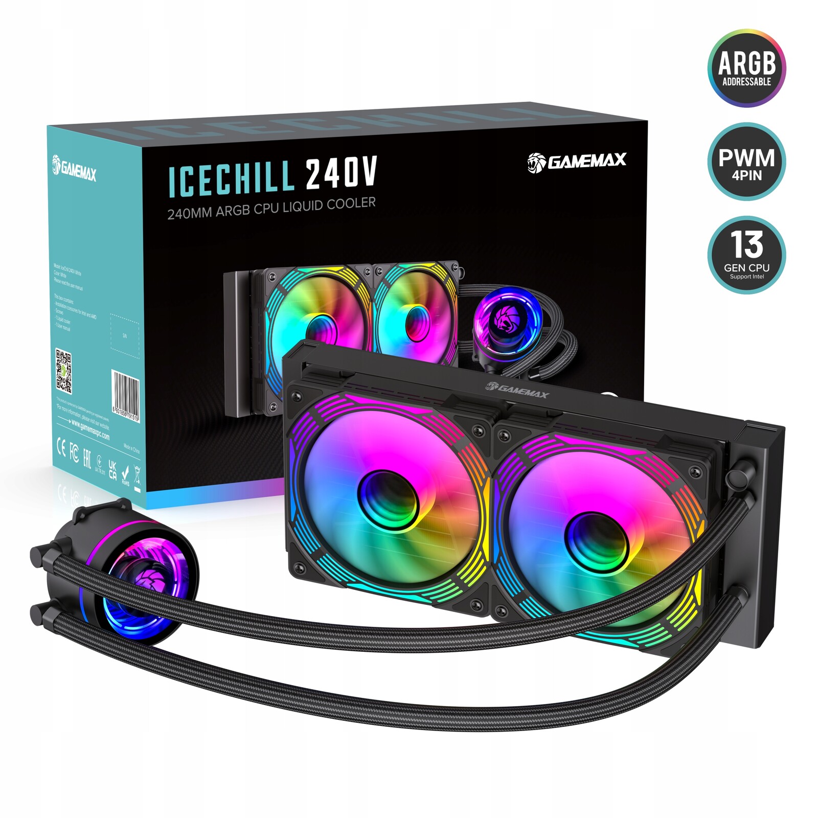 GameMax Chladič Cpu IceChill 240V Adresovatelný Rgb 250W Tdp Černý