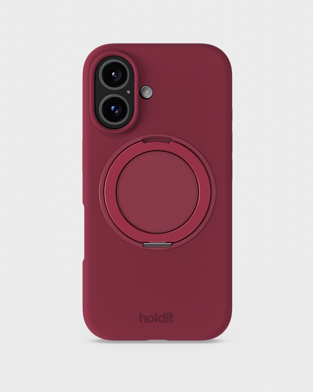 Silikonový stojánek pouzdro Holdit MagSafe pro iPhone 16, červený samet