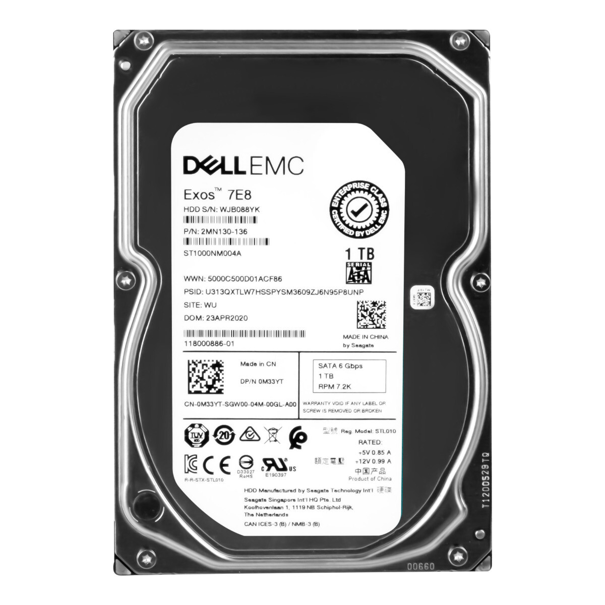 Dell 0M33YT 1TB 7.2K 256MB Sata III 3.5'' ST1000NM004A