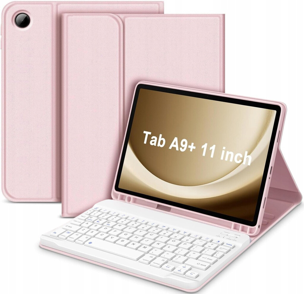 pouzdro pro Galaxy Tab A9+ 5G X216 X210 s bluetooth klávesnicí, růžové