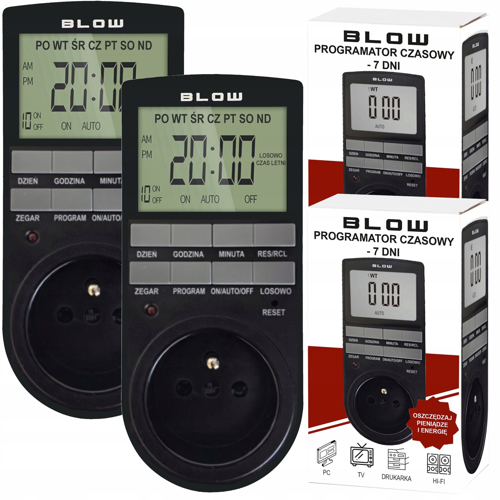 2x Časový Programátor Digitální Vypínač Harmonogram Polské Menu