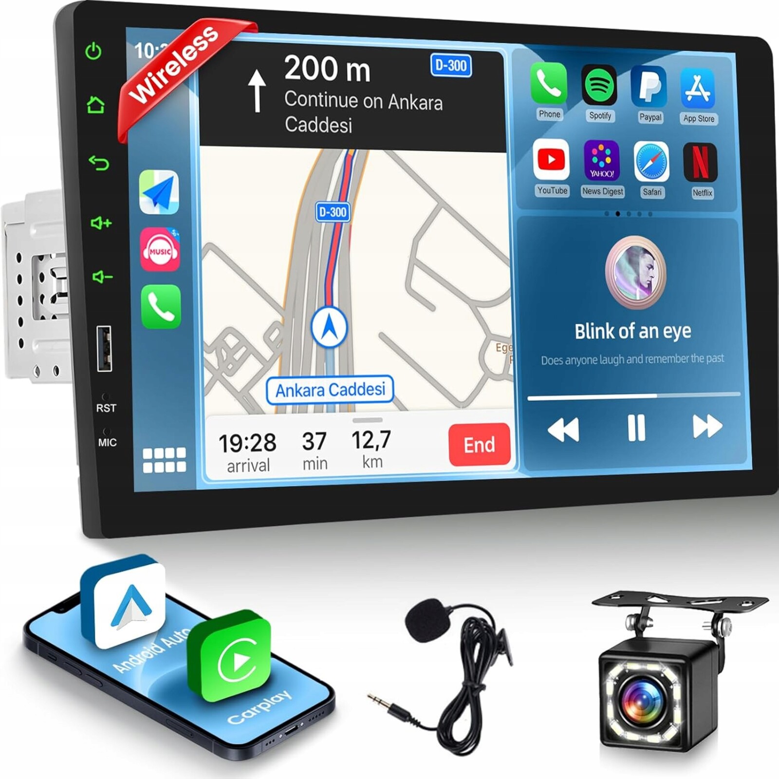 Automobilové rádio 1 Din 9 Cali CarPlay Android Auto Bluetooth kameraNHOPEEW