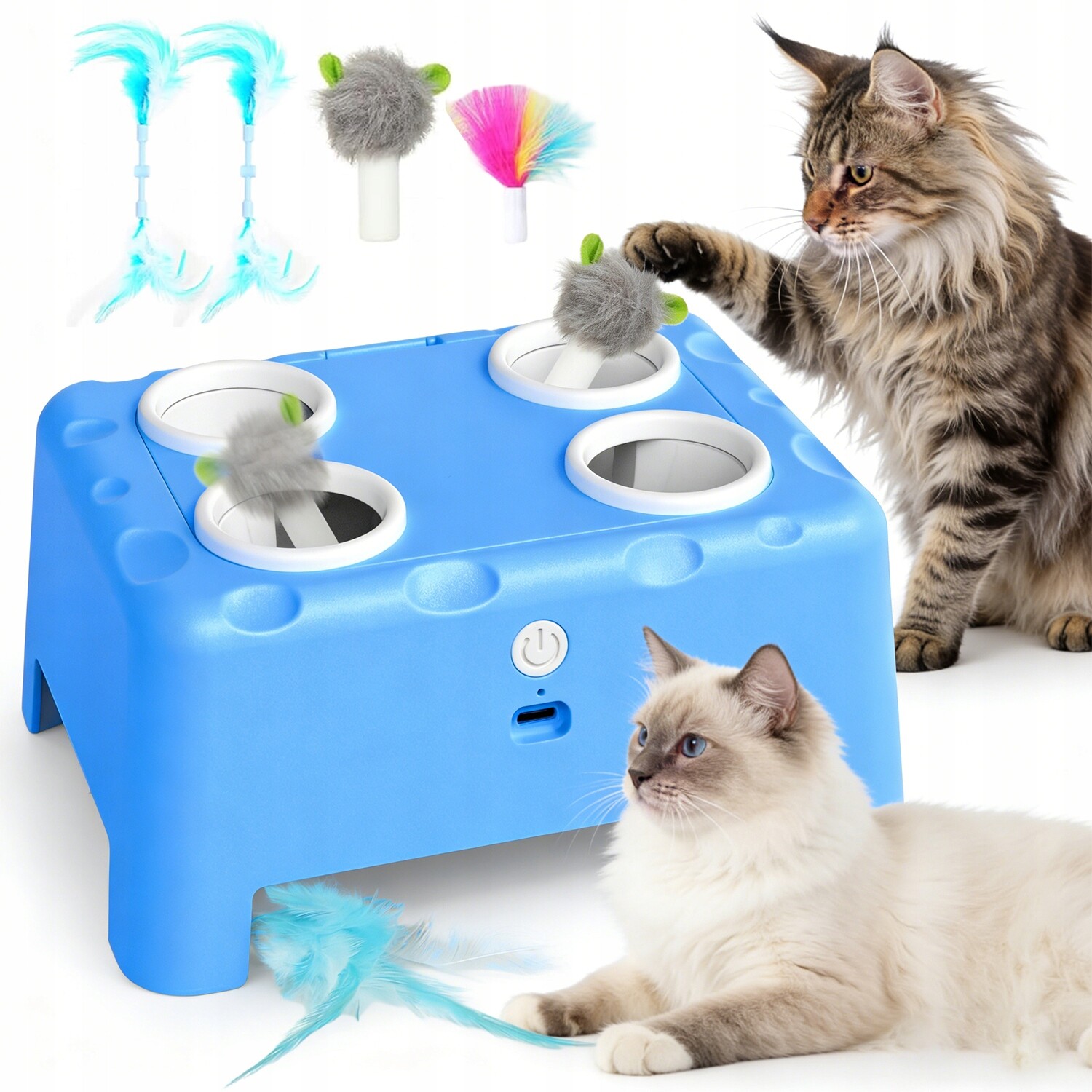 Interaktivní Hračka Pro Kočky Se 4 Otvory A Pírkem Usb, Automatická