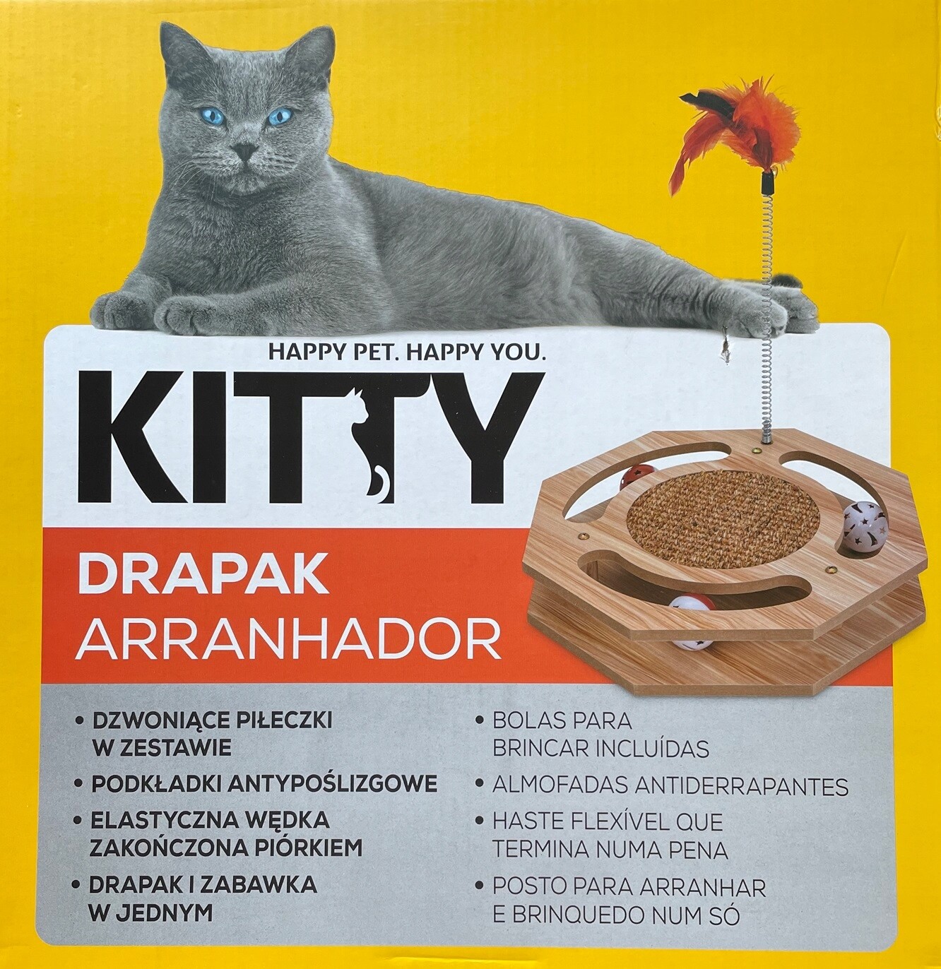 Kitty Škrabadlo pro kočky s míčky a flexibilním prutem, nízké