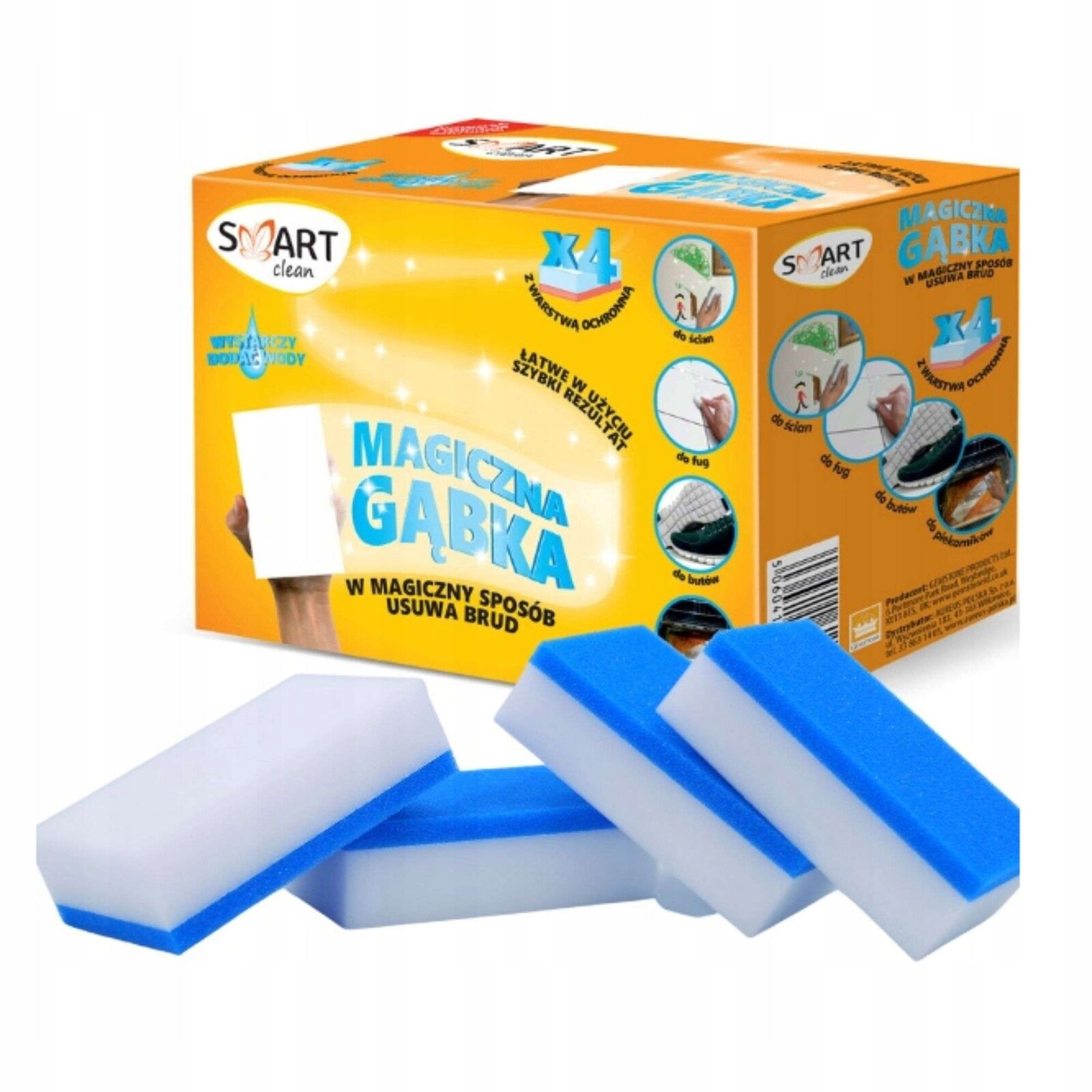 7X Smart Kouzelná Houbička s ochrannou vrstvou Odstranění skvrn a nečistot 4 kusy