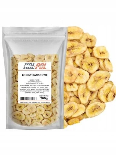 5 x Chipsy Banánové 200 g Sušené banány, křupavá svačinka, kvalita Kol-Pol
