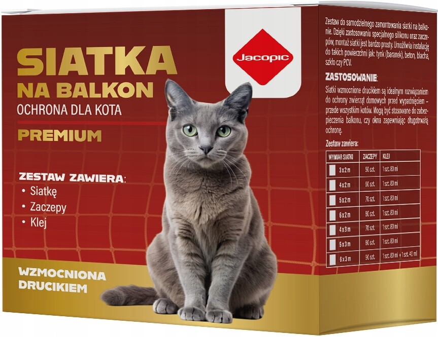 Set Síťka Na Balkon Pro Kočky Vyztužená Drátkem Bez Vrtání 3x2M