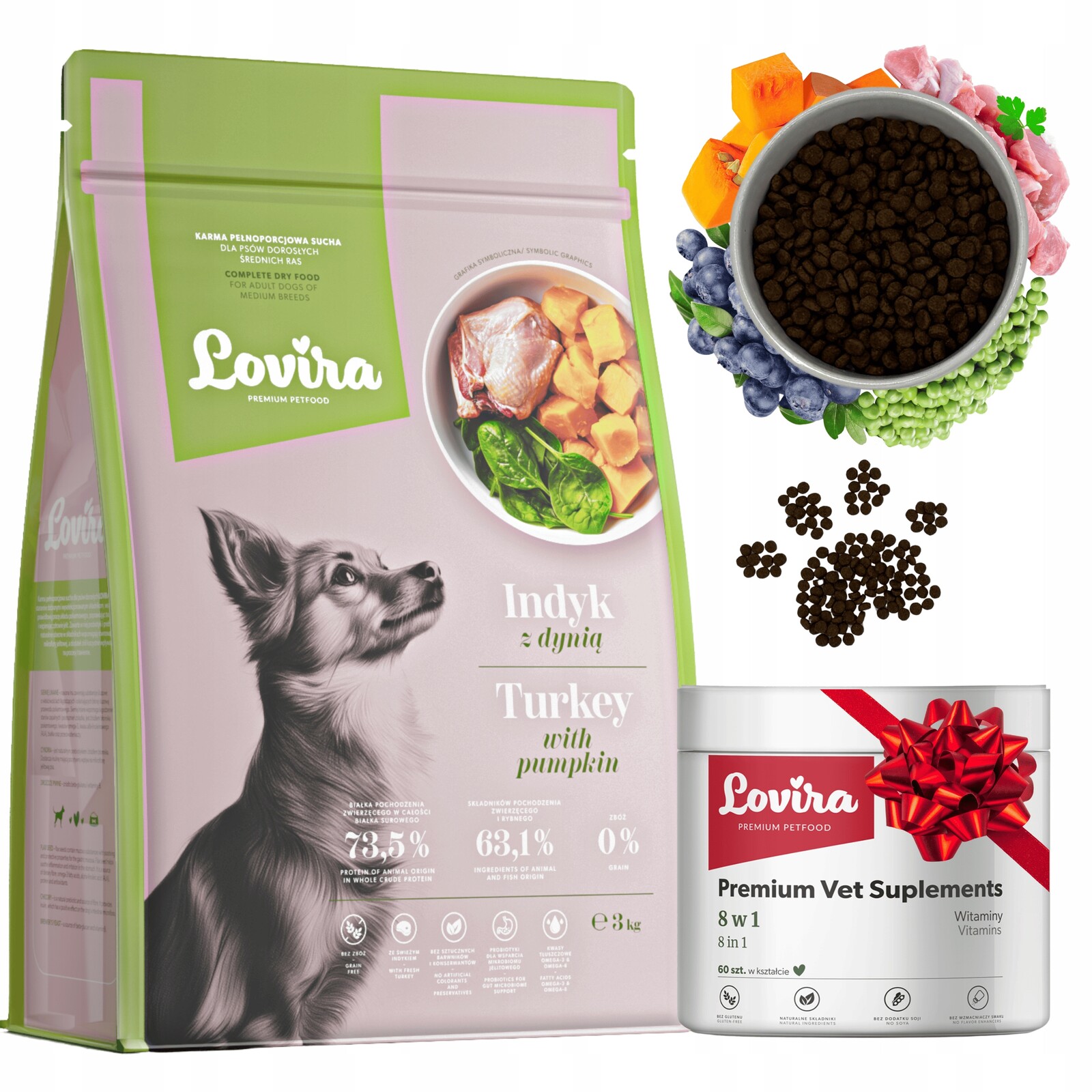 Krmivo Suché Krůta+bonus Doplňky Pro Psa 8v1 komplex Vitamínů 60 ks