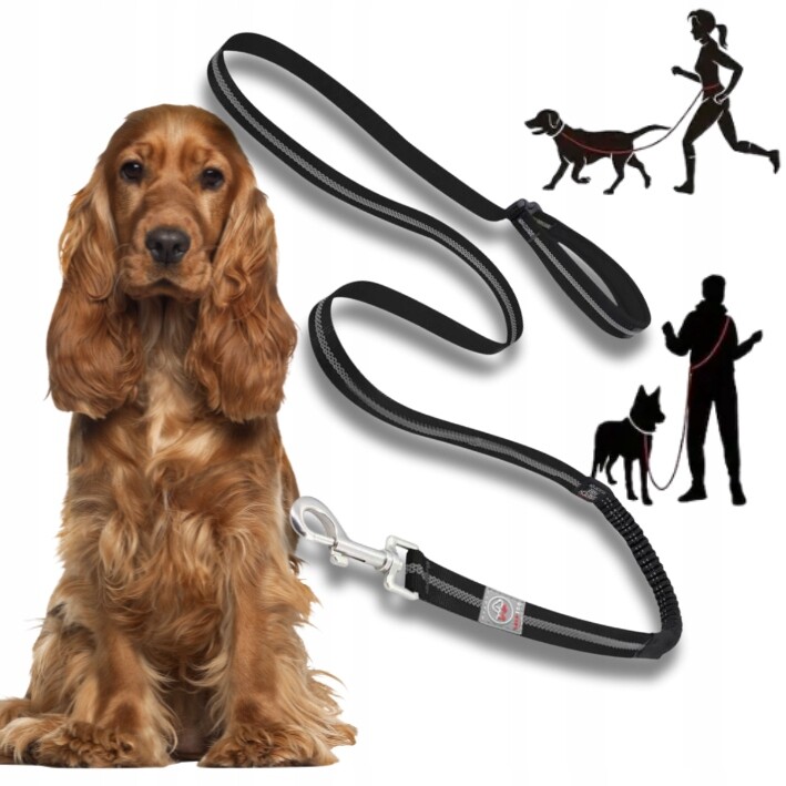 Vodítko pro psa s tlumičem Adventure na běhání, černé, 1,8 cm M