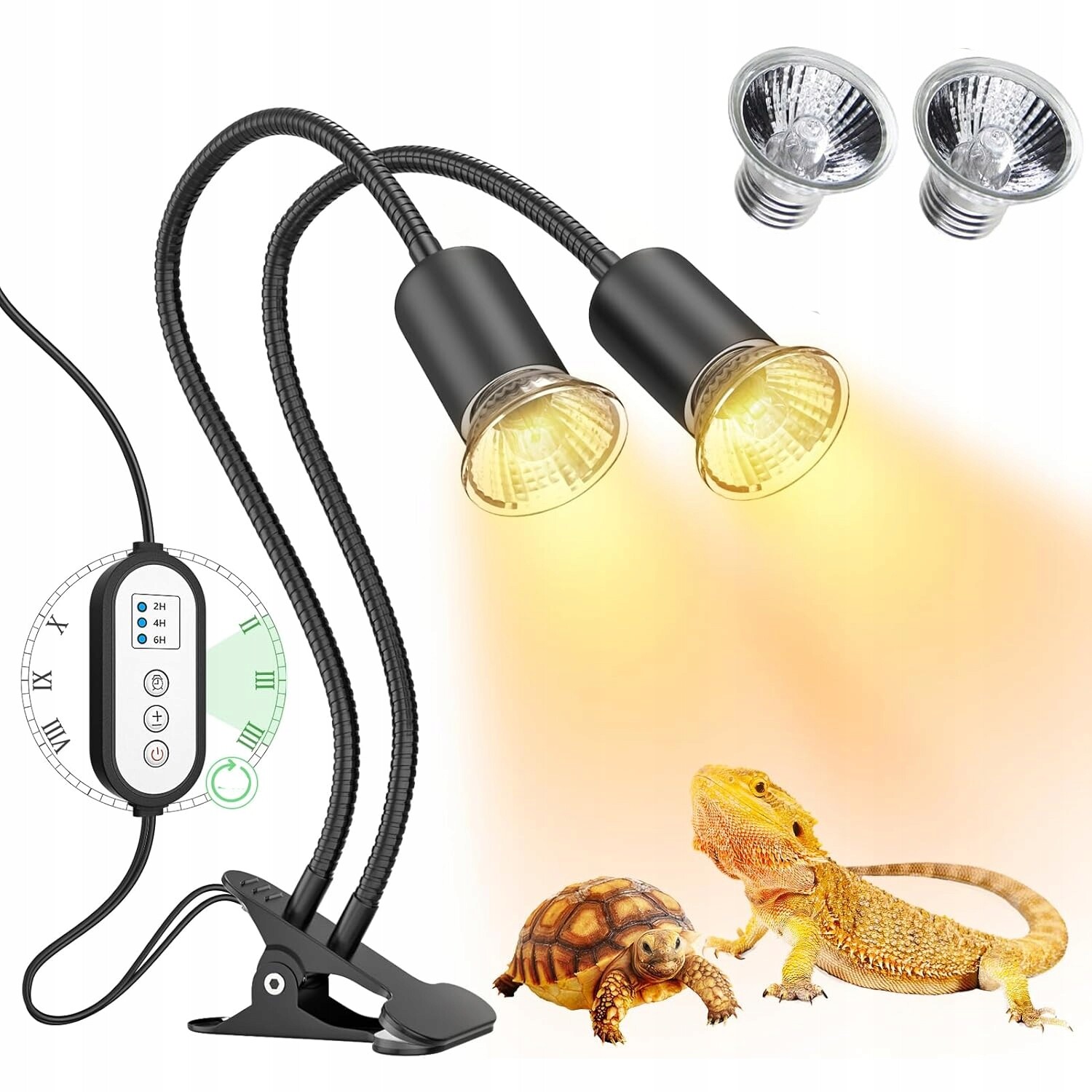Topná Lampa Pro Plazy, Topná Lampa Uva, Uvb E27 Se 2 Žárovkami 25/50 W