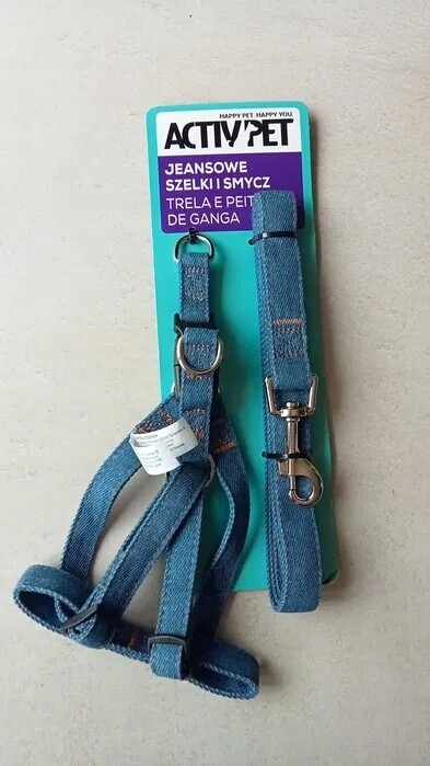 Activ Pet Džínový postroj a vodítko L
