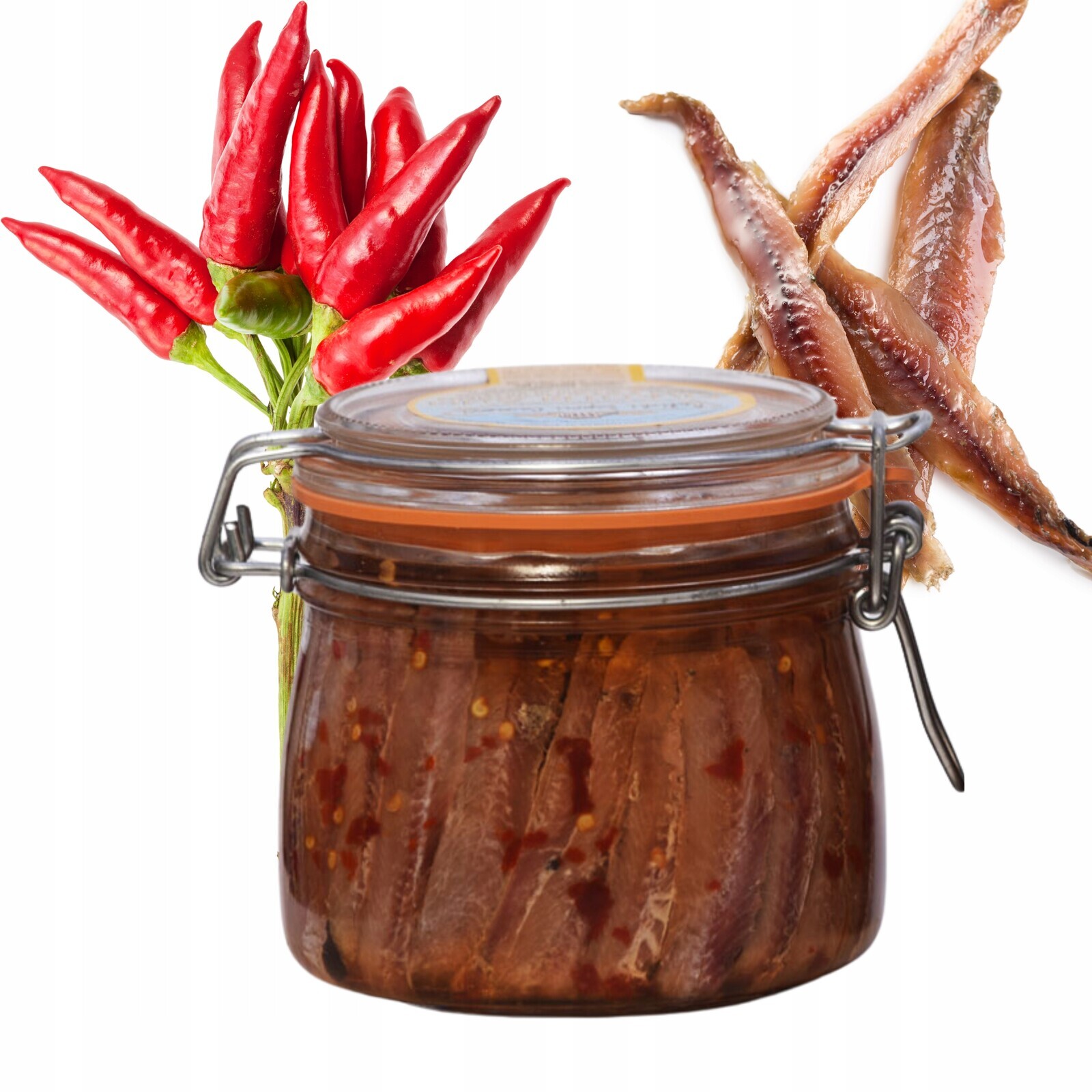 Tradiční ostré Filetti di alici ančovičky s peperoncinem a 580 g Sicílie