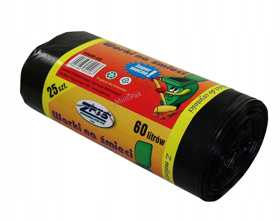 8X Zpts Kowalczyk Pytle na odpadky černé 60L 25 Kusů