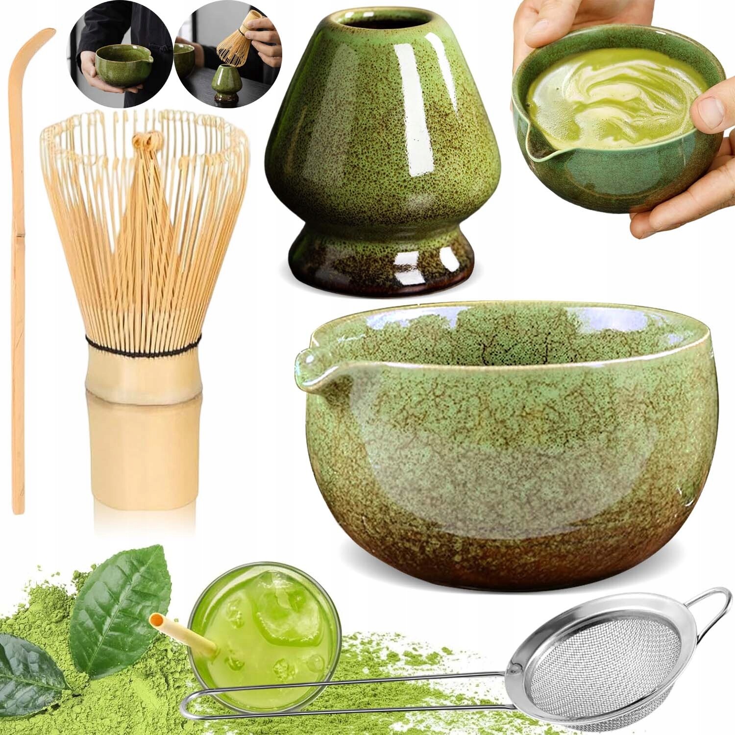5X Dárková Sada Na Čaj Matcha Sada Na Přípravu Čaje Matcha Keramika