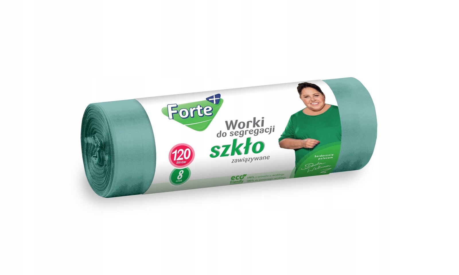 8X Forte+ Pytle na odpadky zelené 120L 8 ks, vázané