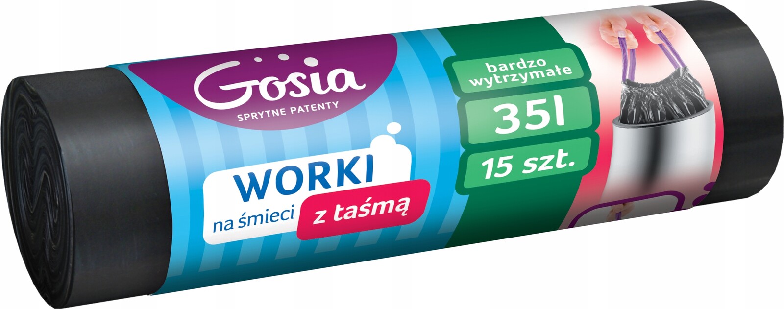 8X Gosia Pytle na odpadky Ldpe s páskou černé 35 l