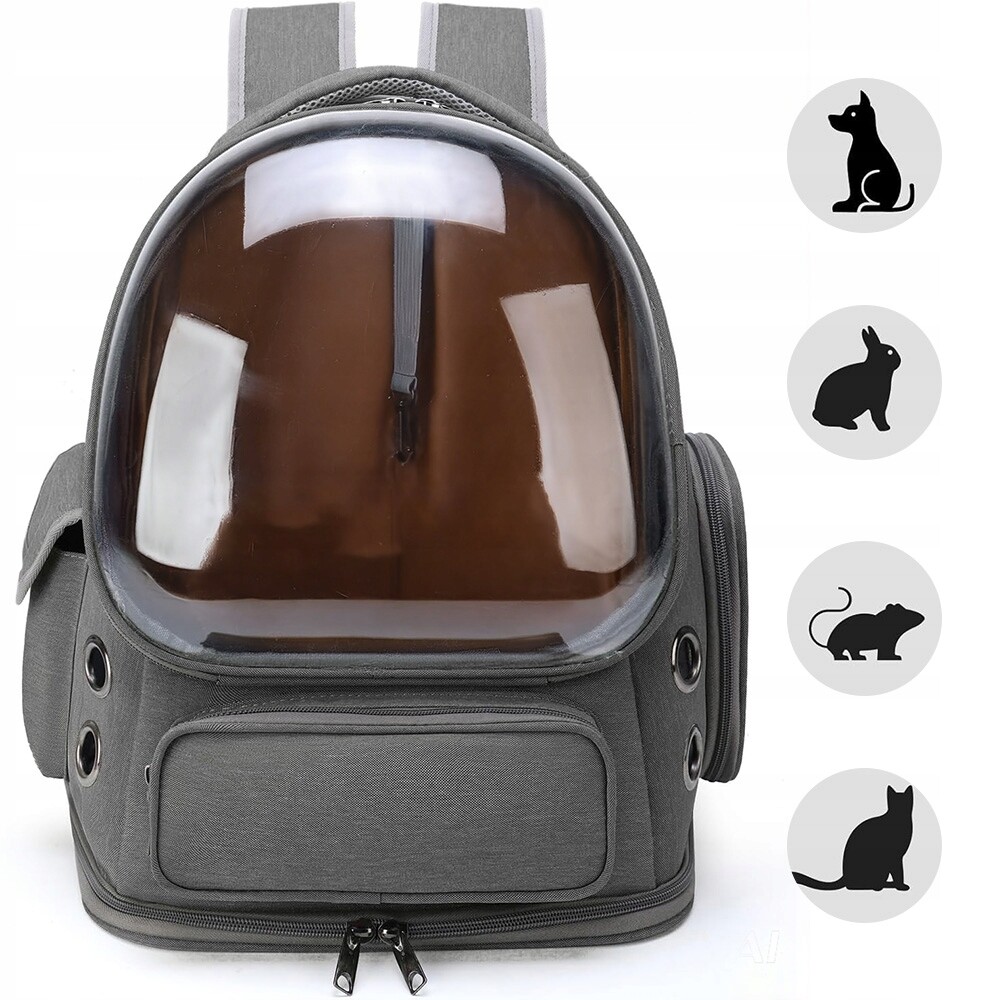 Batoh Pro Kočky A Psa Přepravka Šedý Komfortní Kopule