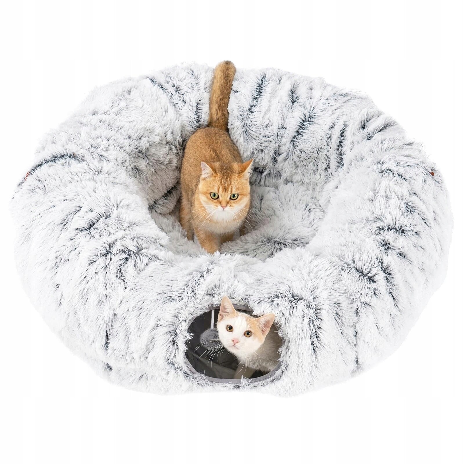 Pelíšek Pro Kočky XXL Zimní Tunel S Polštářem, Šedé, Chráněné Drátem