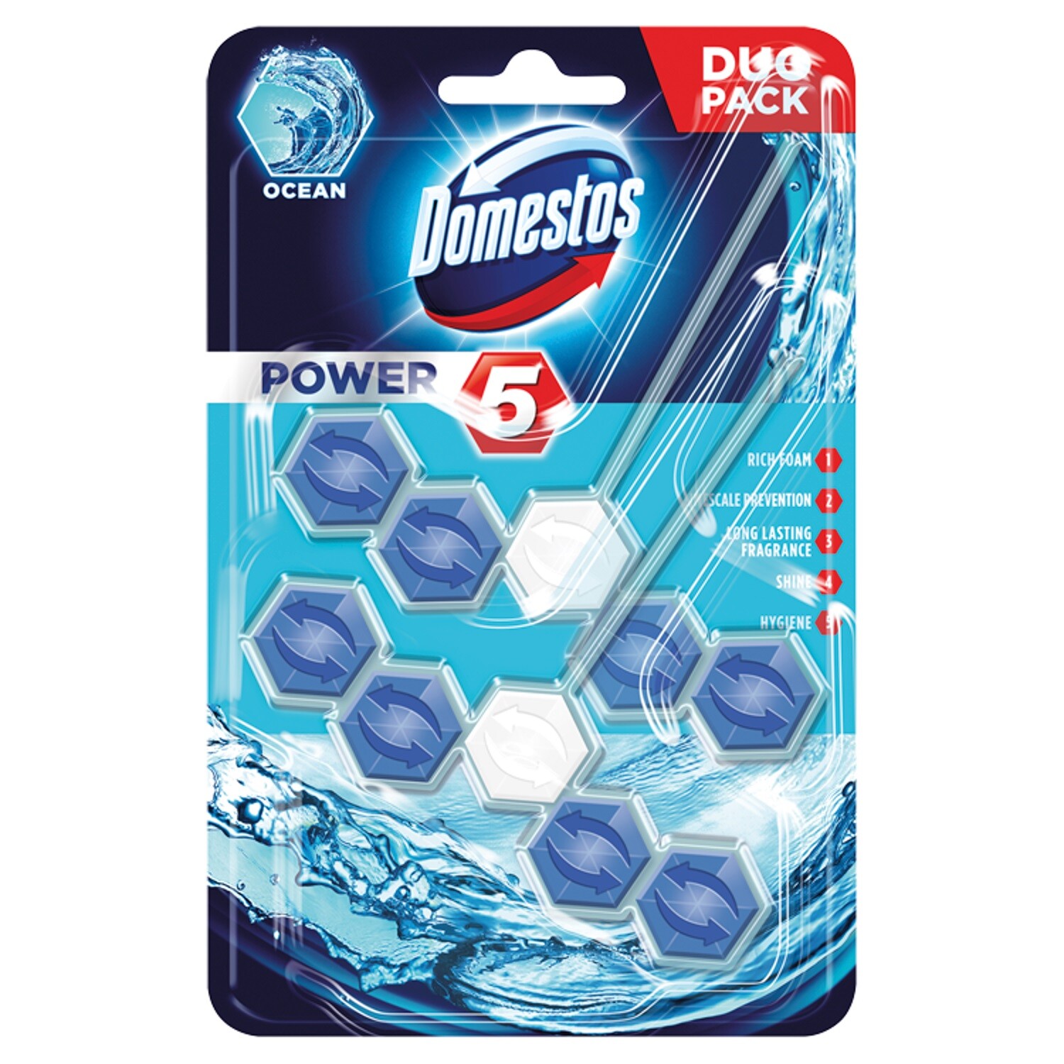 7X Domestos přívěsek na Wc Power 5 Ocean 2x55g