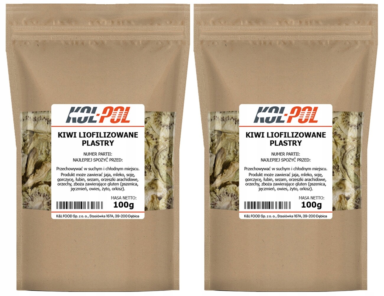 Kiwi Lyofilizované 200g Plátky přírodní Lyofilizované ovoce Kol-Pol