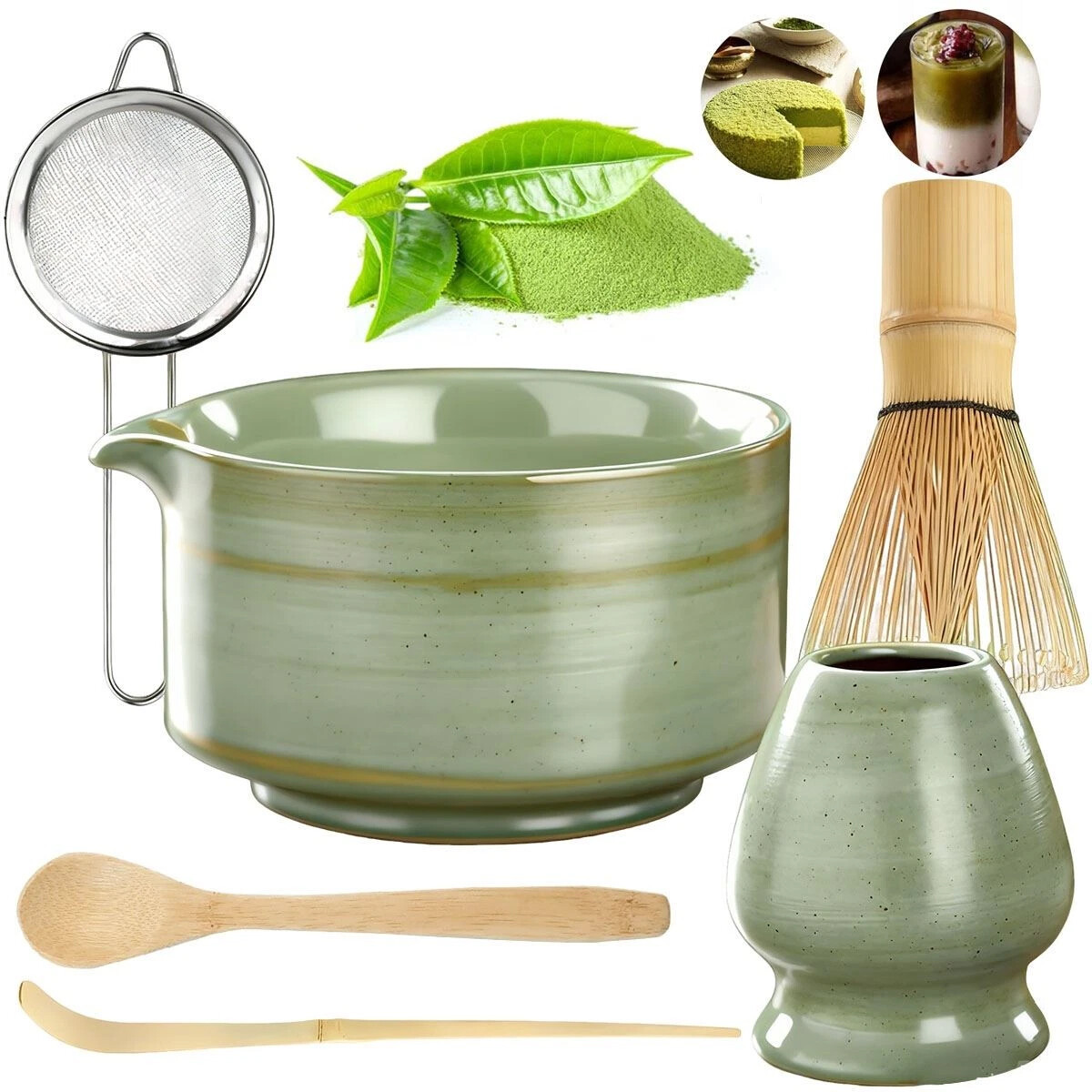 6EL Bambusový Dárková Sada Na Čaj Matchy Chashaku Šlehací Metla Lžíce