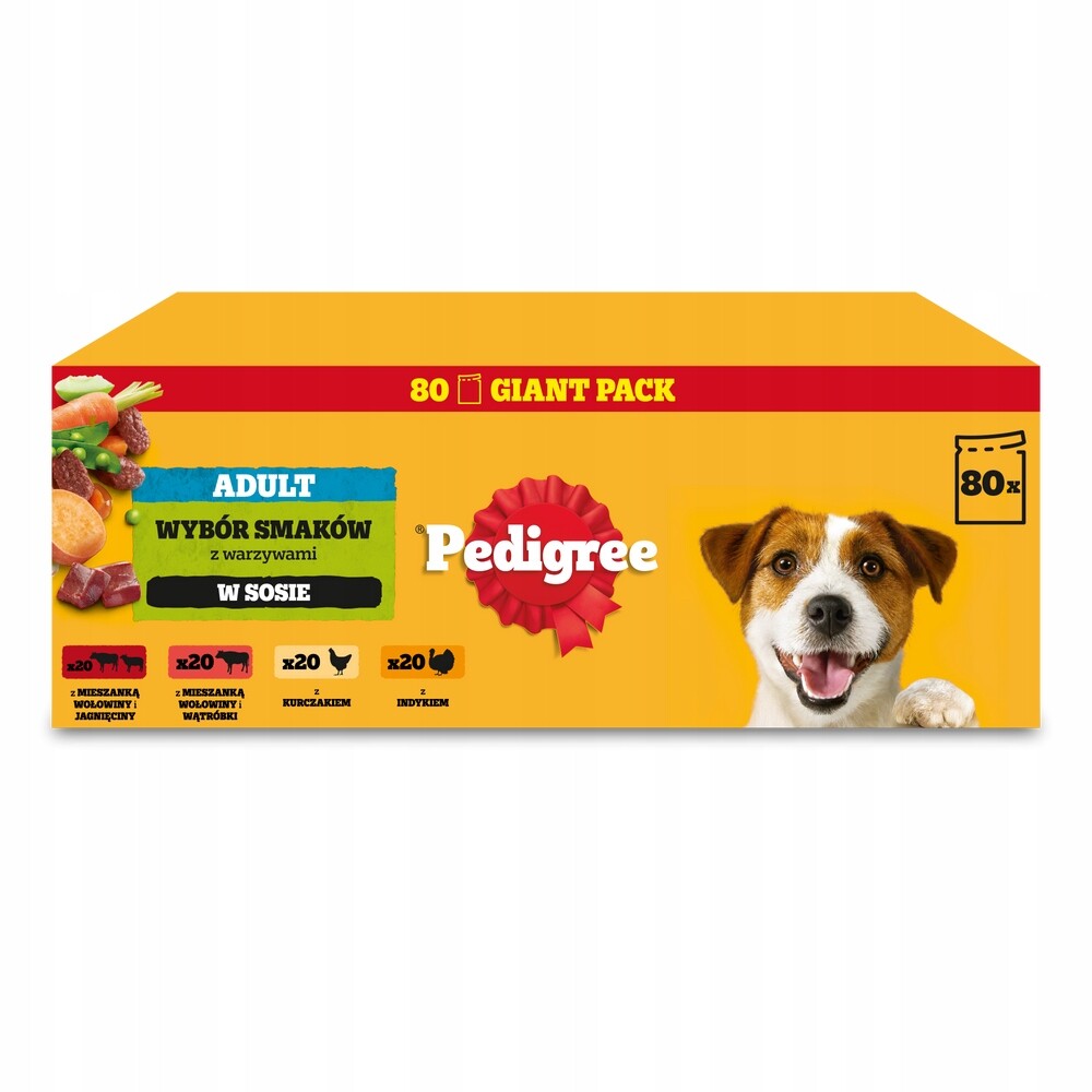 Pedigree Adult krmivo pro dospělé psy Výběr příchutí v omáčce 80x100 g