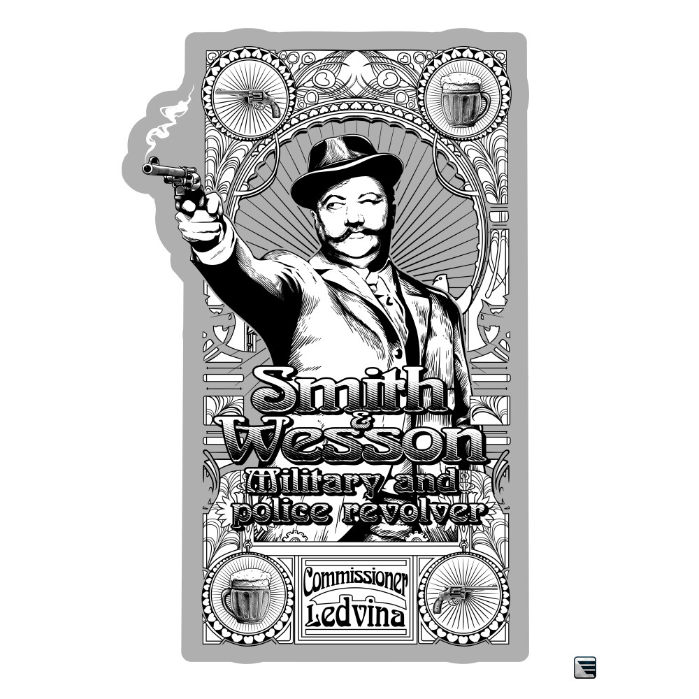 Samolepka Komisař Ledvina - šedá-černá