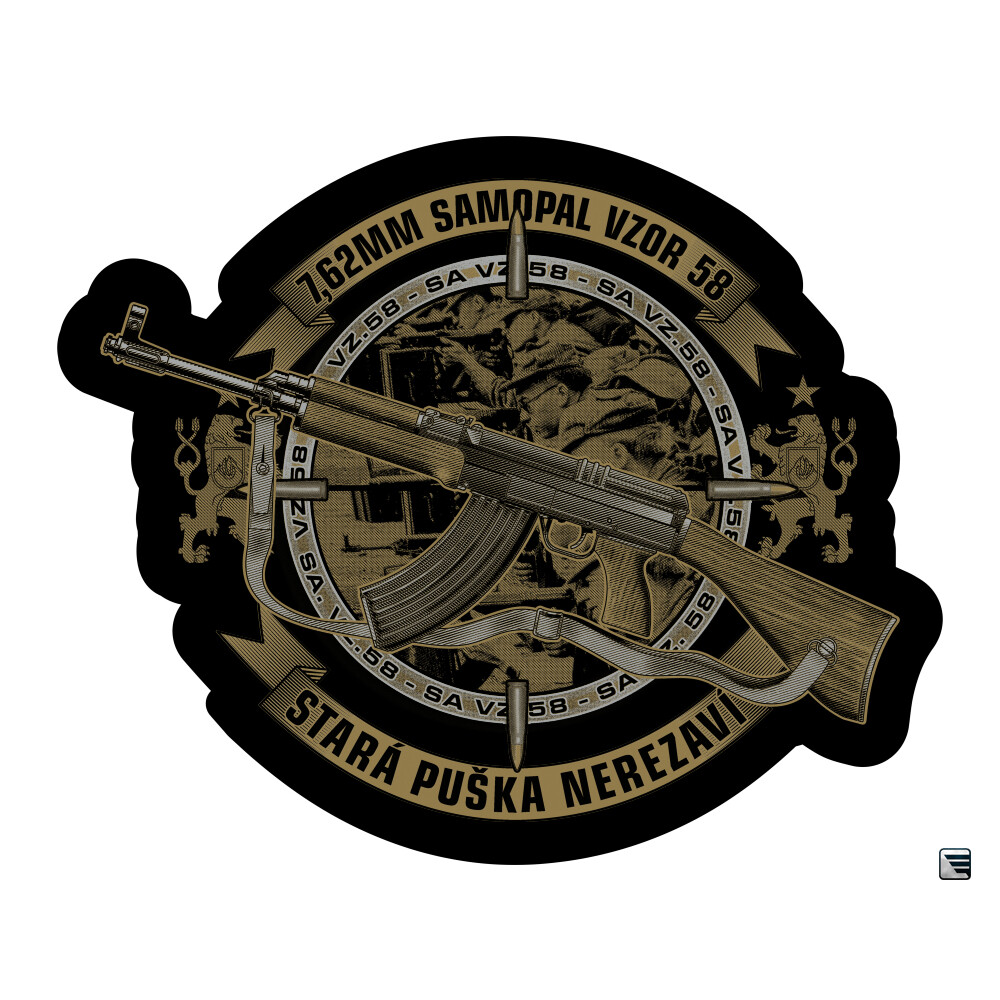 Samolepka SA 58 Stará puška nerezaví - barevná