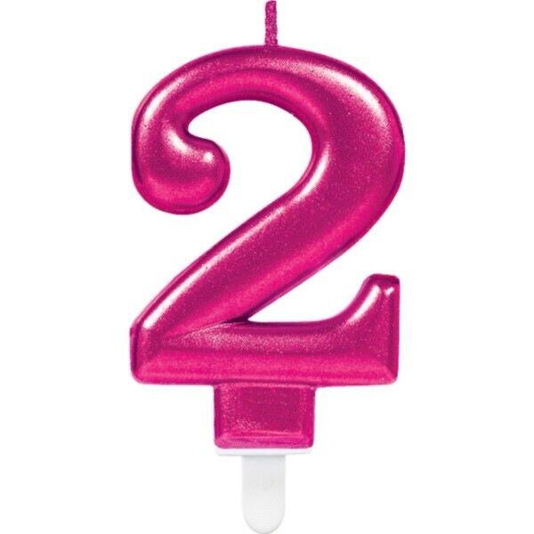 SVÍČKA číslice 2 růžová 9,3cm