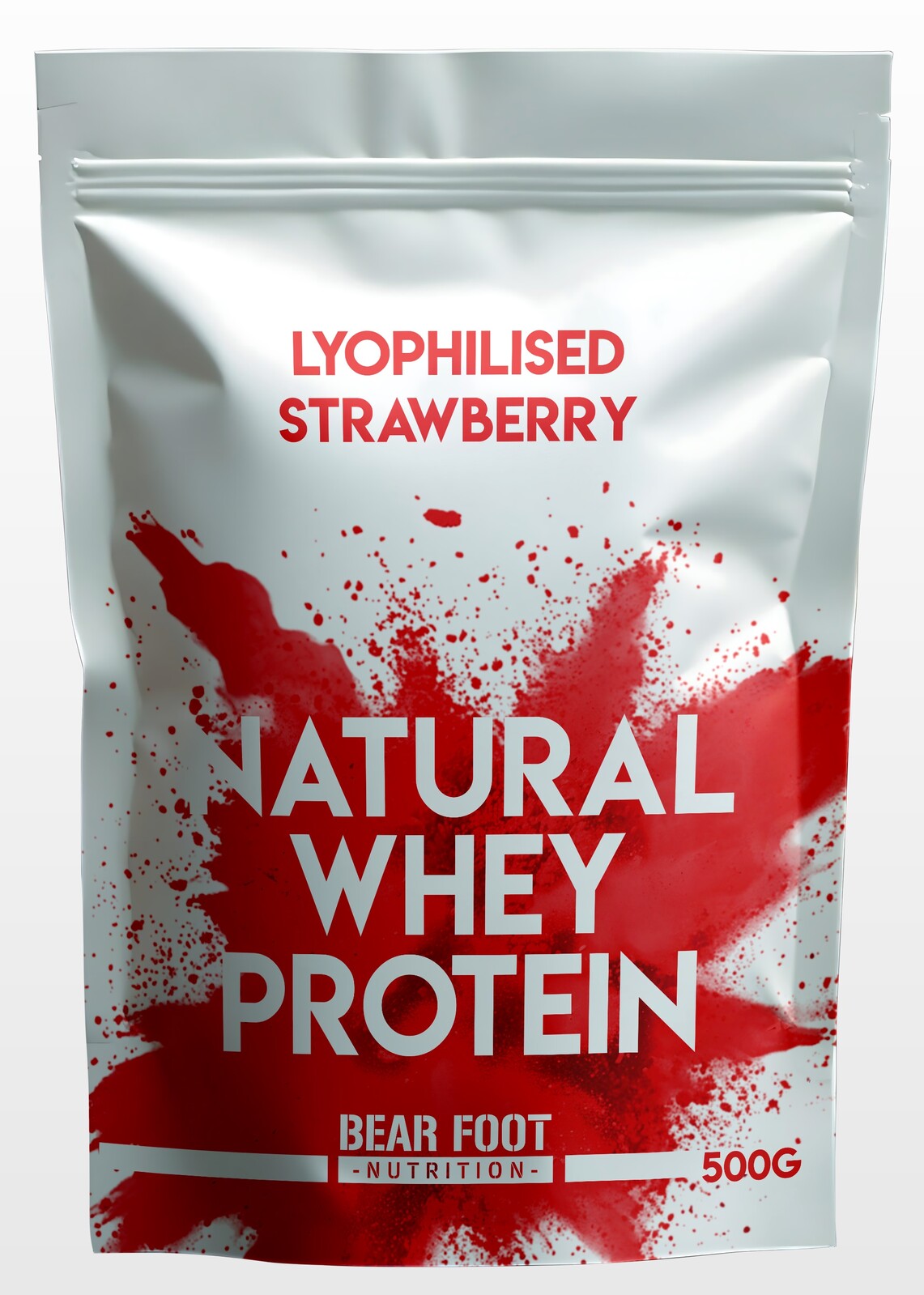 Bear Foot Natural Whey Protein 500g, Grass-fed CFM syrovátkový koncentrát s lyofilizovaným ovocem, Jahoda