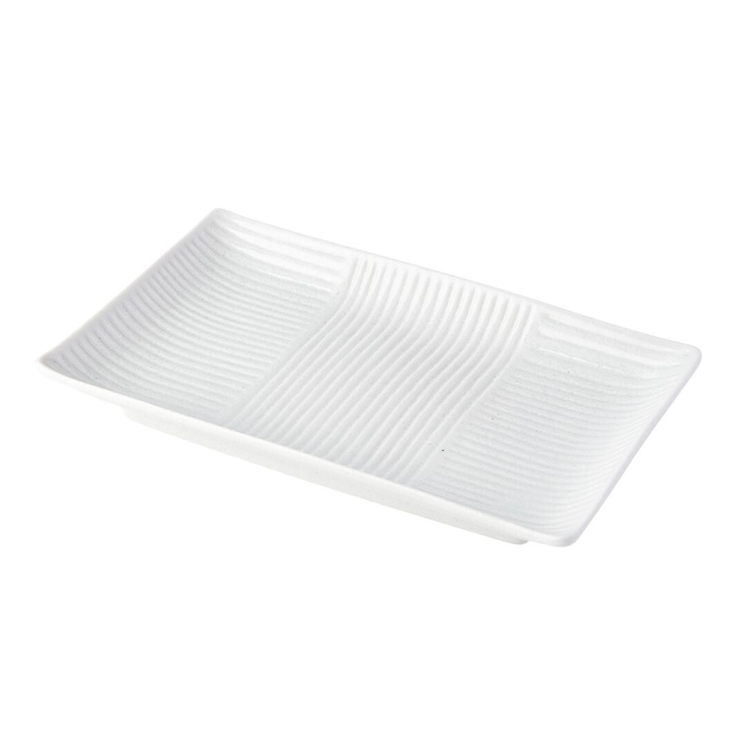 Servírovací talíř LINES WHITE 21 x 13 cm, bílá, keramika, MIJ