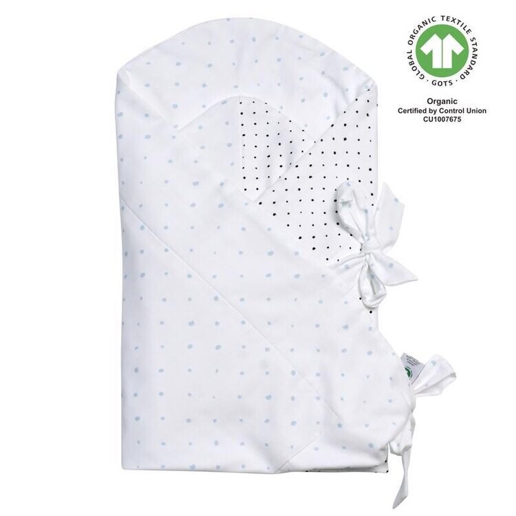 MOTHERHOOD Zavinovačka bavlněná BIO Blue and Black Dots 85x85 cm