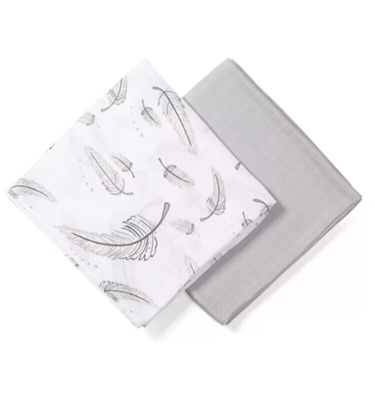 BABYONO Pleny mušelínové Bamboo Feathers 2 ks 120x120 cm