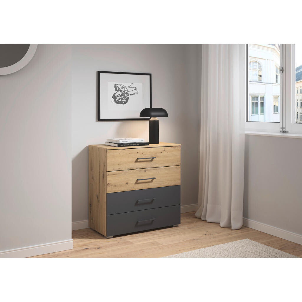 Rauch Möbel KOMODA, šedá, dub artisan, 80/81/42 cm