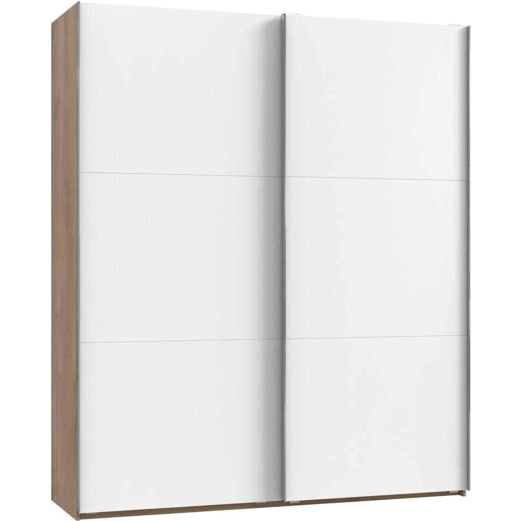 MID.YOU SKŘÍŇ S POSOUVACÍMI DVEŘMI, bílá, barvy dubu, barvy hliníku, 200/236/65 cm