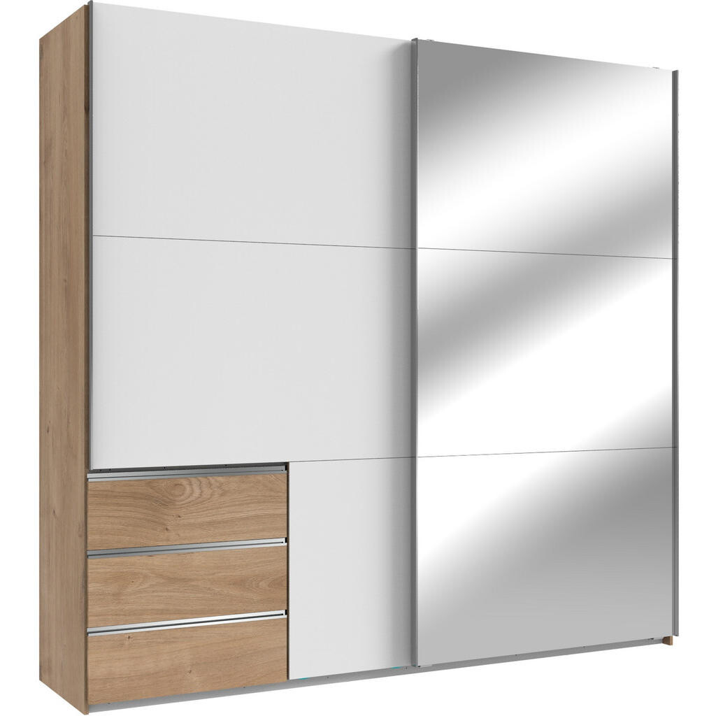 MID.YOU SKŘÍŇ S POSOUVACÍMI DVEŘMI, bílá, barvy dubu, barvy hliníku, 250/236/65 cm