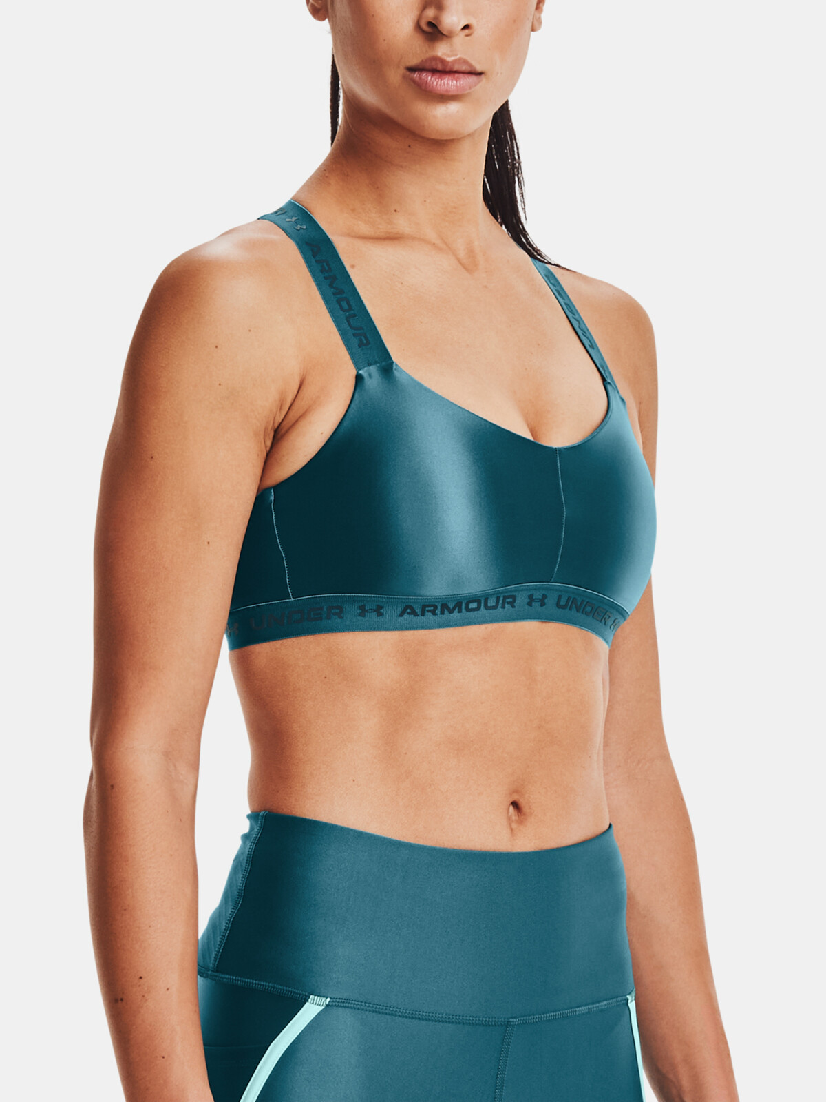 Under Armour Podprsenka UA Crossback Low Shine-BLU - Dámské